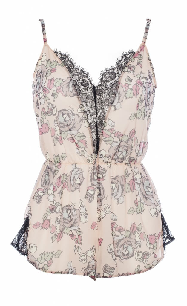 dentelle etc rose playsuit