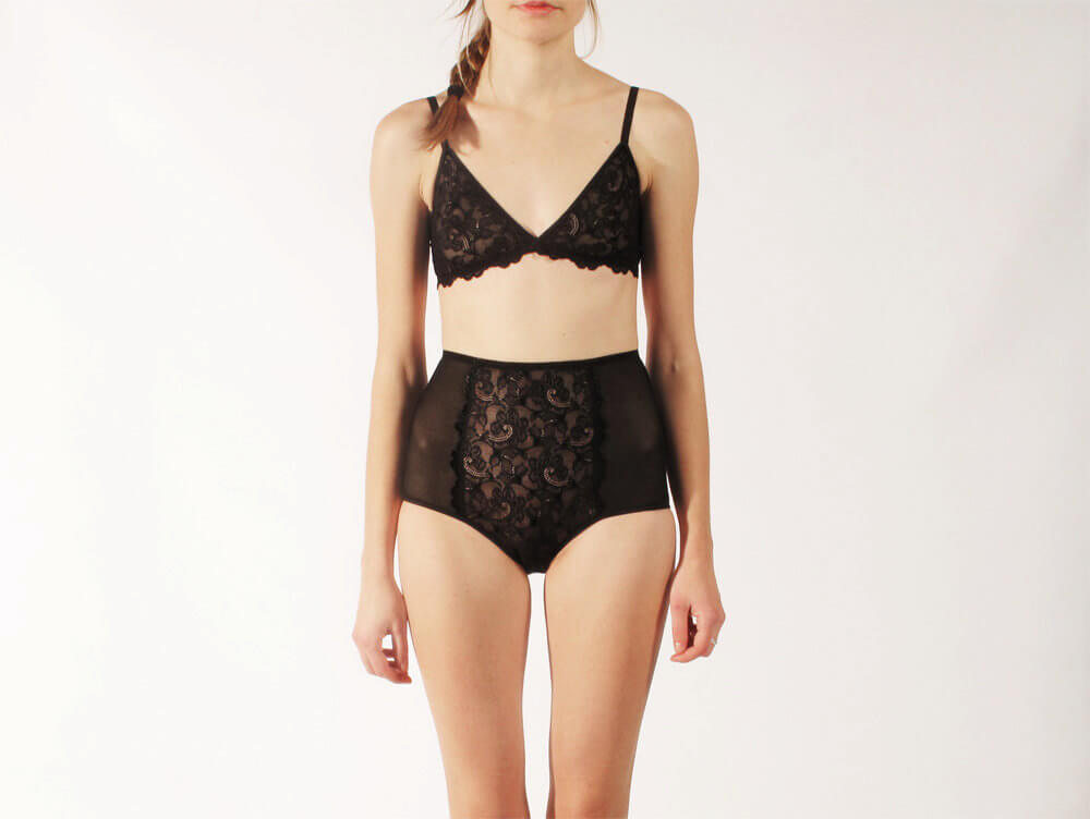 egretta garzetta black lace bra set