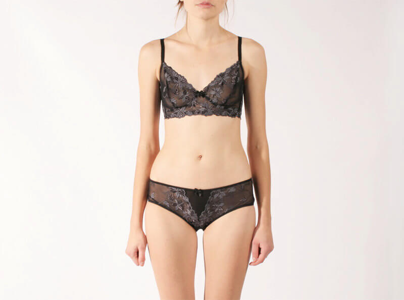 egretta garzetta sheer embroidered lace bra set