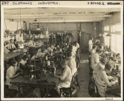 Photograph of a clothing factory interior with women employees. Ref: PAColl-9472. Alexander Turnbull Library, Wellington, New Zealand. http://natlib.govt.nz/records/22713008