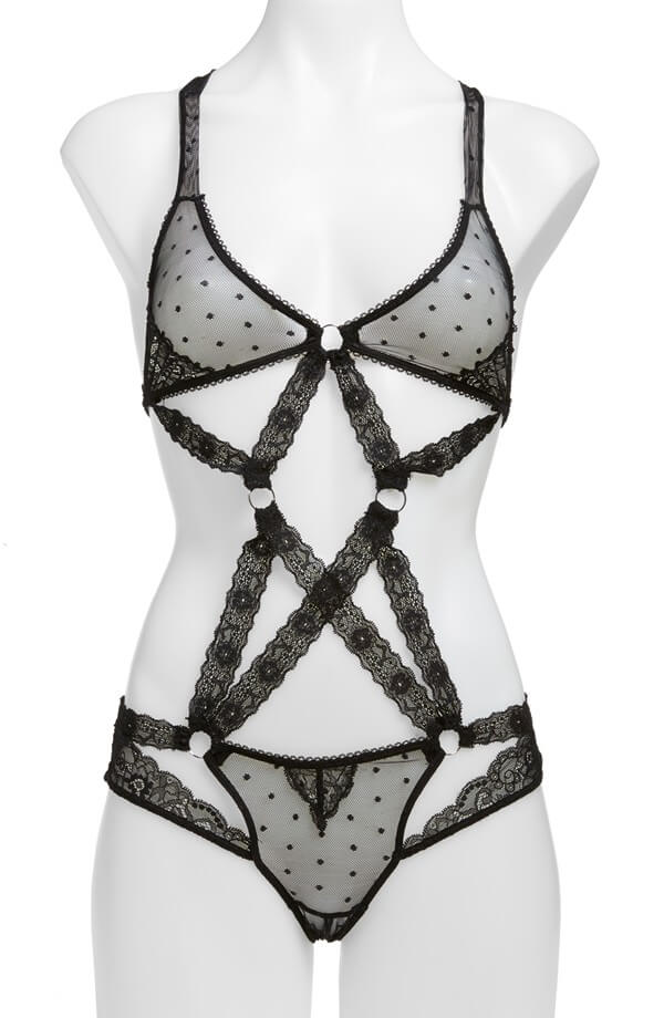 Honeydew's Nichole Lace Bodysuit, an example of a mainstream brand that's recently hopped on the strappy lingerie bandwagon. Image via Nordstrom.
