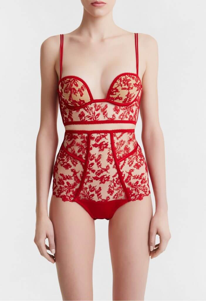 La Perla Autografo Embroidered Tulle Bodysuit