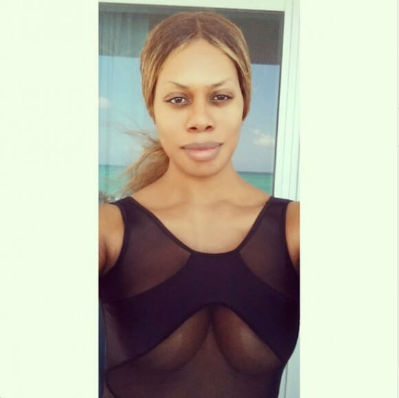 Laverne Cox in black Glamzelle swimsuit. Laverne Cox's Instagram.