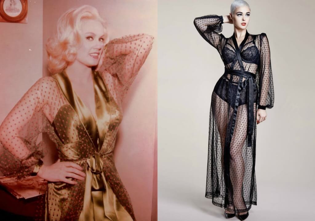 Mamie Van Doren on left. Dita Von Teese 'Lamarr' Robe on right.