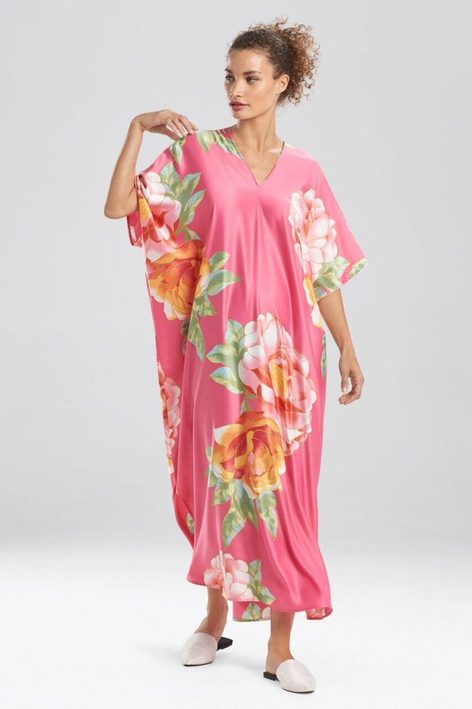 Polyester is one of the synthetic fabrics that can be good for summer depending on how it's made. Caftan by Natori.