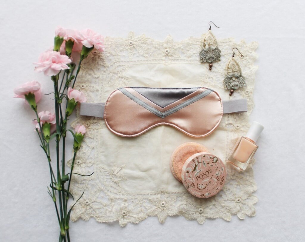 Ohhh Lulu Peach and Grey 'Clara' Satin Sleep Mask