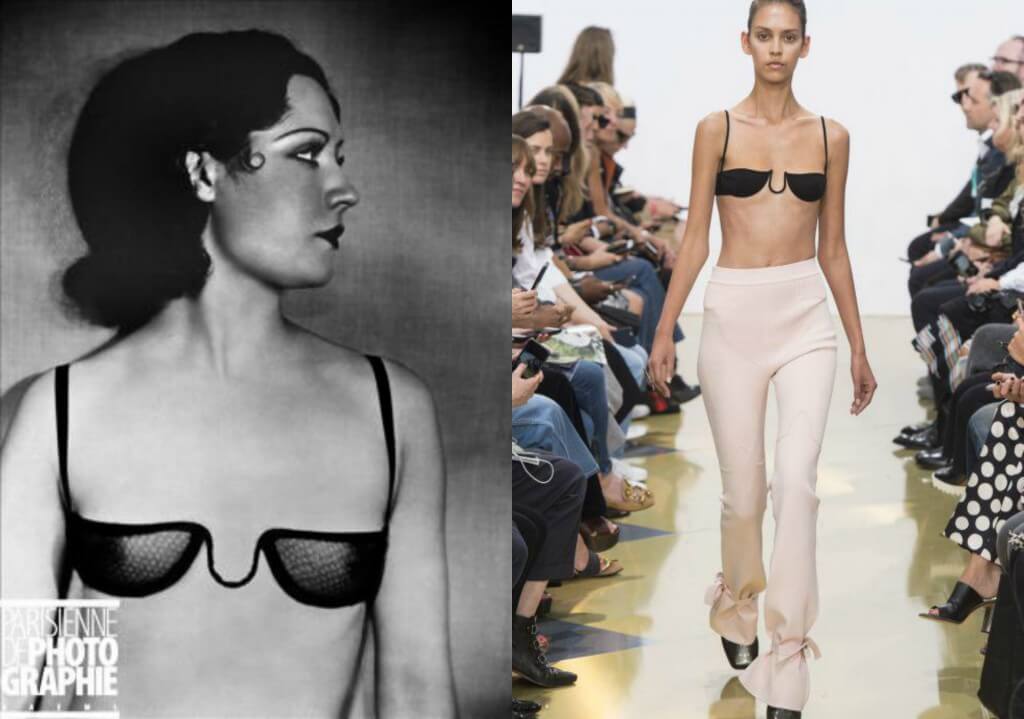 Parisian 1930s bra on left. JW Anderson bra on right.