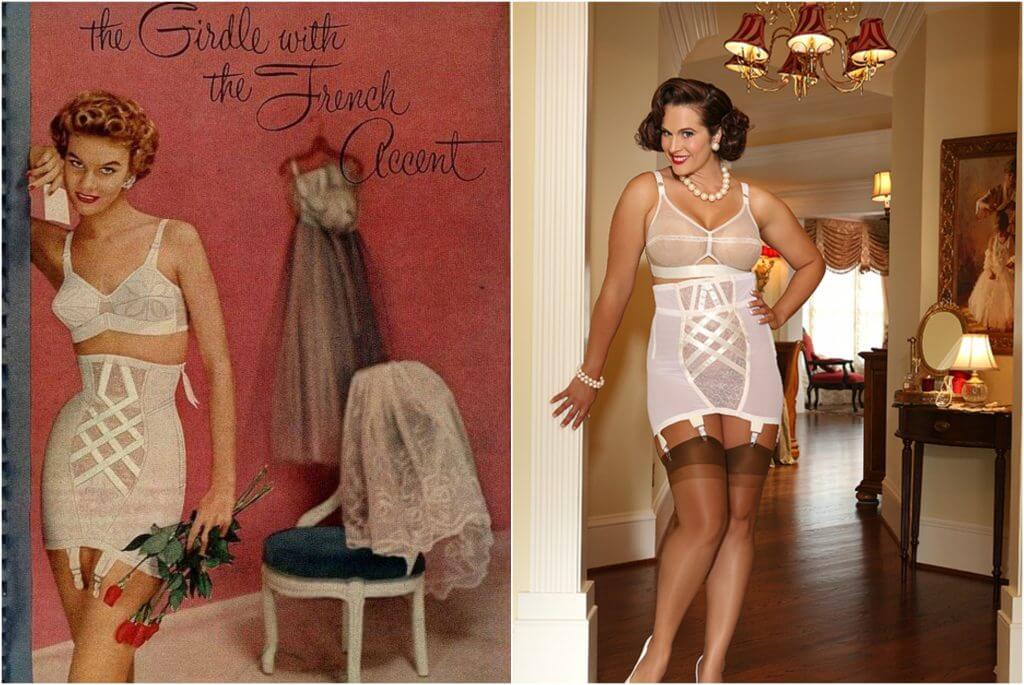 Left: 1950s girdle, Right: Secrets in Lace girdle.