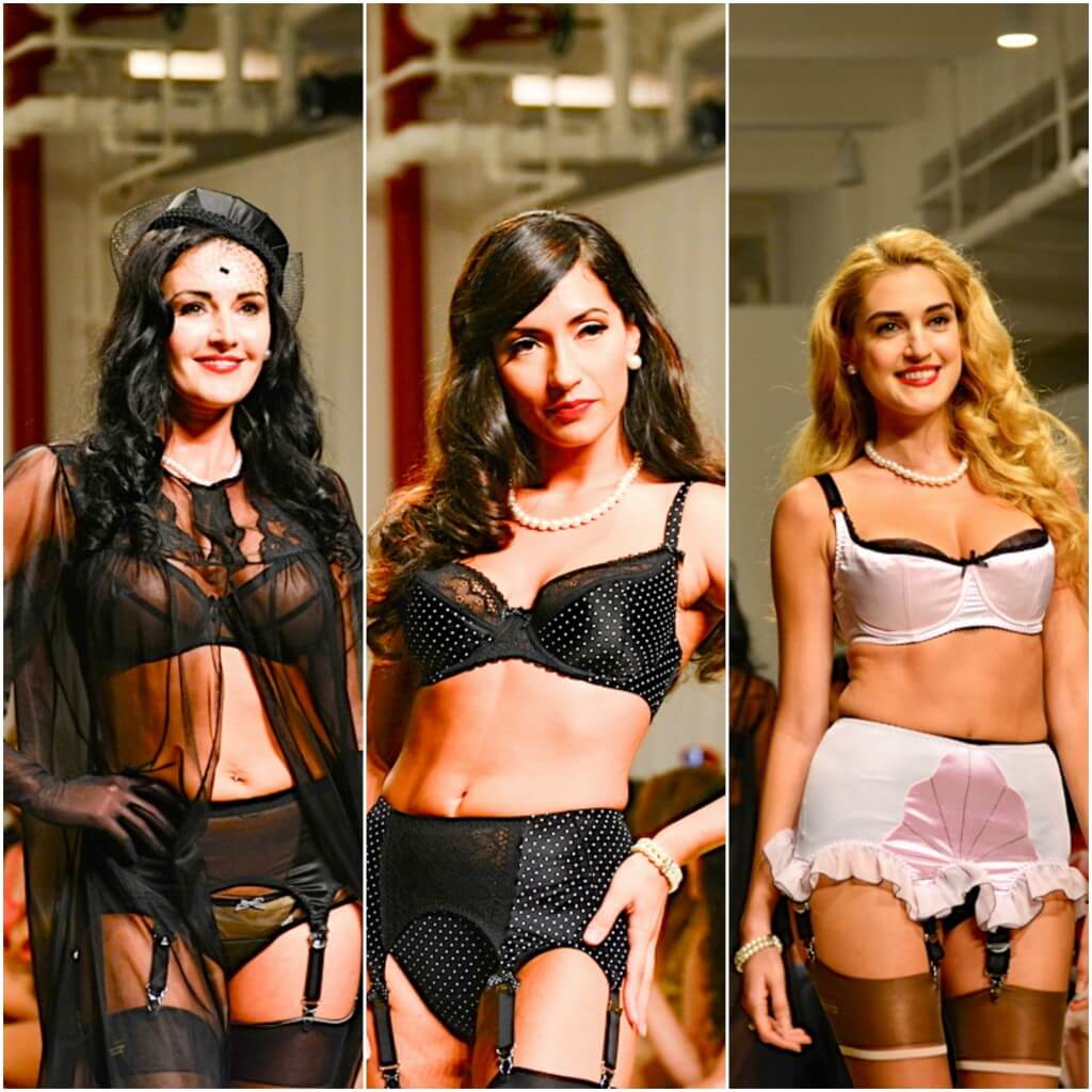 Looks from the Secrets in Lace runway show.