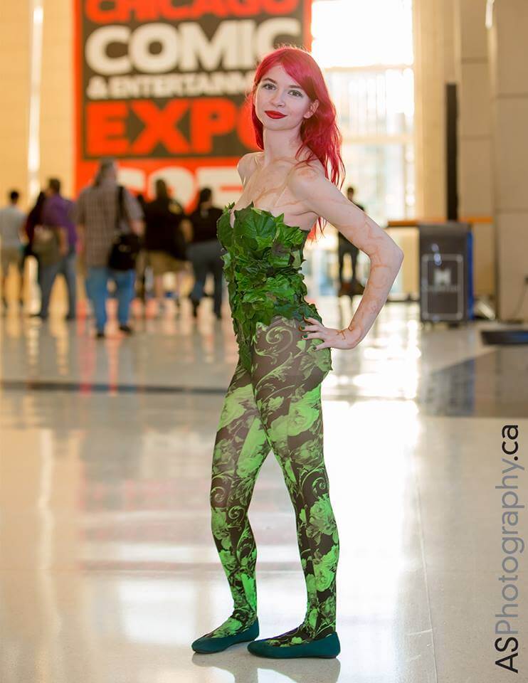 The author in her finished Poison Ivy Cosplay.