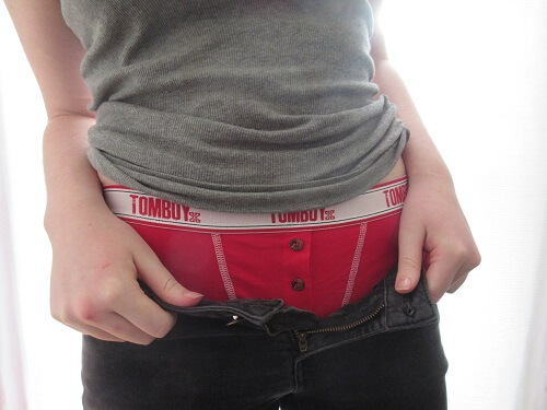 Good Carma boxer briefs in red. Photo by Kat McNeal.