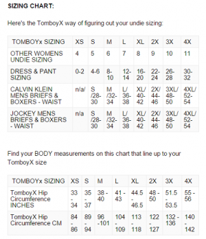 Tomboy Size Chart