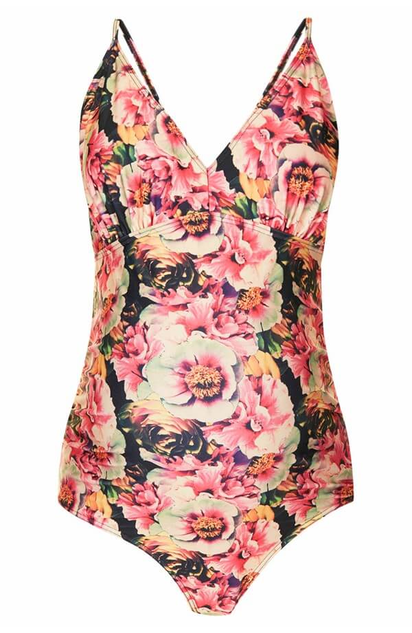 topshop peony print swimsuit