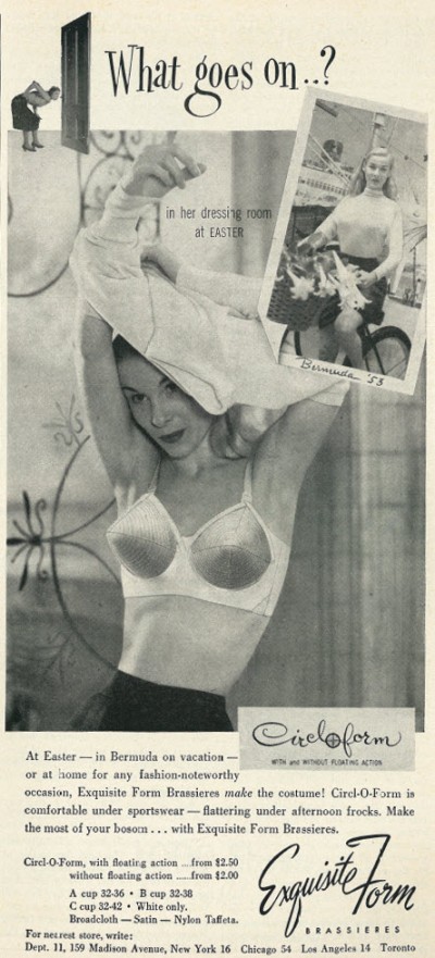 1953 Exquisite Form advertisement, via flickr. https://www.flickr.com/groups/vintage_lingerie/