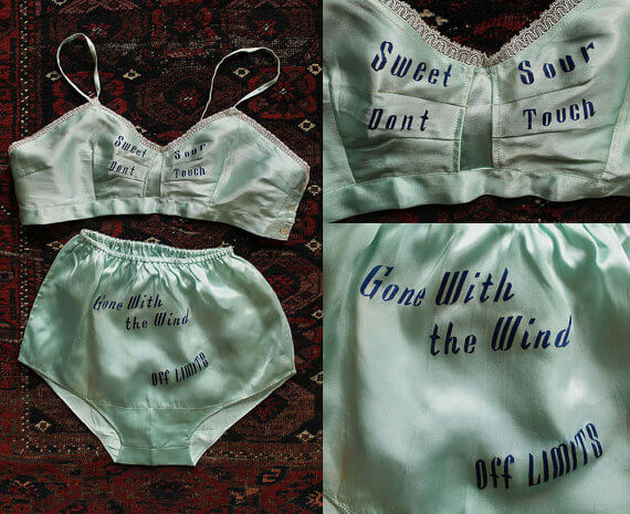 1940s souvenir lingerie set via Etsy